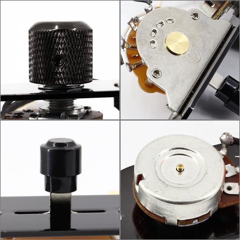Domofa Loaded Guitar Control Plate for Telecaster Electric Guitar Prewired 3 Way Switch 500K Potentiometers Tone Volume Knob with Wiring Harness (Black) - Image 4
